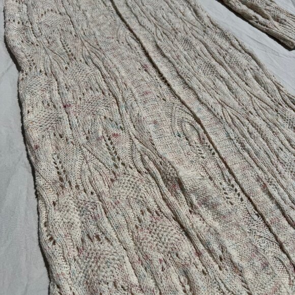 Anthropologie Pilcro Pointelle Duster Cardigan Speckled, Cable Knit - Picture 4 of 5